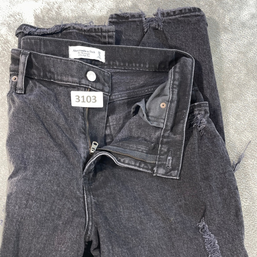 Abercrombie & Fitch 90s Straight Jeans Womens 29/8XS Black Curve Love Ultra High